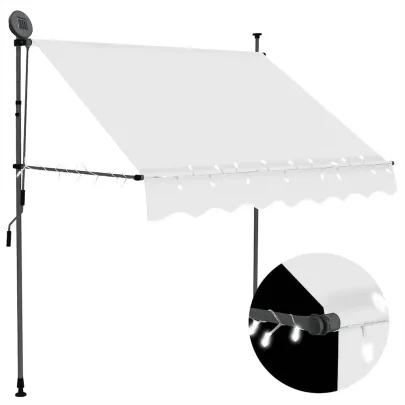 Copertină retractabilă manual cu LED crem - 200 cm