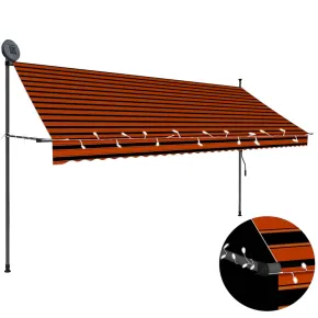 Copertină retractabilă manual cu LED - 350 cm - Portocaliu/Maro