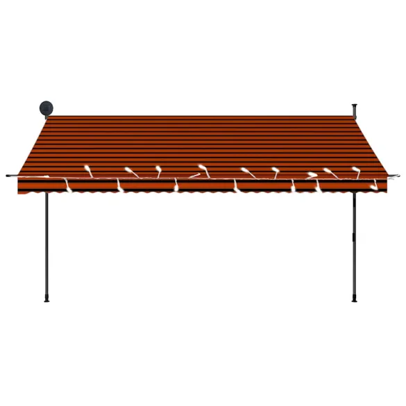 Copertină retractabilă manual cu LED - 350 cm - Portocaliu/Maro
