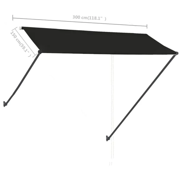 Copertină retractabilă cu LED - Antracit 300x150 cm