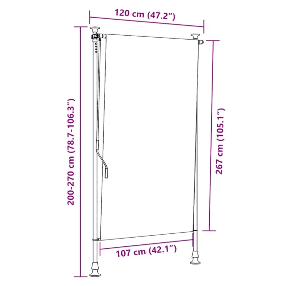 Jaluzea rulou exterior antracit - 120x270 cm | Livrare gratuită