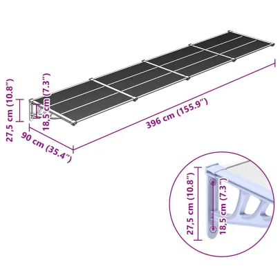 Copertină Ușă Policarbonat Gri Transparent - Livrare Gratuită