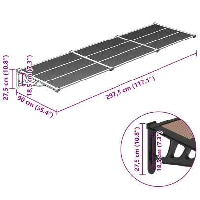 Copertină Ușă Policarbonat Negru | Livrare Gratuită 7-9 Zile