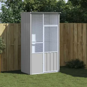 Colivie Păsări Gri Oțel Galvanizat 115x78x200 cm