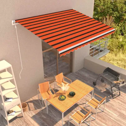 Copertină Automată Retractabilă 4x3m - Portocaliu/Maro