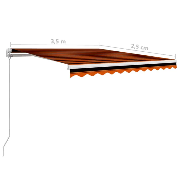 Copertină Retractabilă Manual 350x250 cm - Portocaliu/Maro