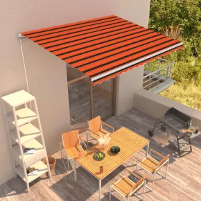 Copertină retractabilă manual - 4x3 m - portocaliu & maro