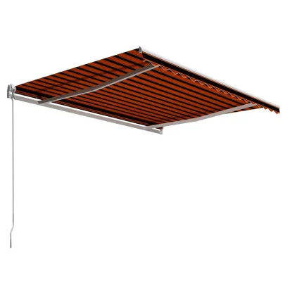 Copertină retractabilă manual - 4x3 m - portocaliu & maro