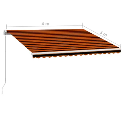 Copertină retractabilă manual - 4x3 m - portocaliu & maro