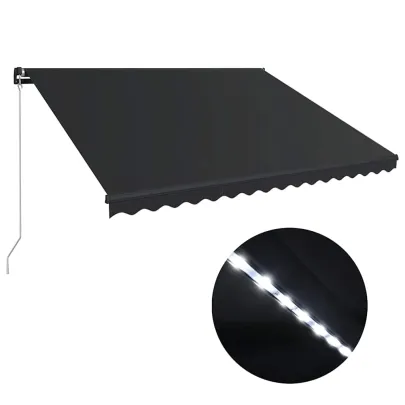 Copertină Retractabilă cu LED Solar - 450x300 cm - Antracit