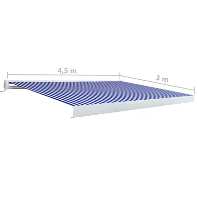 Copertină Motorizată Casetă 450x300 cm - Albastru și Alb