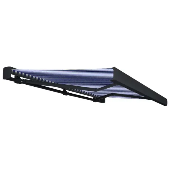 Copertină Motorizată Casetă 350x250 cm - Albastru/Alb - Livrare Gratuită