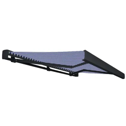 Copertină Motorizată Casetă 4x3m - Albastru-Alb | Livrare Gratuită