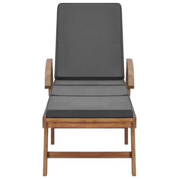 Șezlonguri Lemn de Tec cu Perne - Set 2 buc - Gri Închis