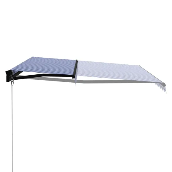 Copertină Retractabilă Manual 450x300 cm - Albastru și Alb