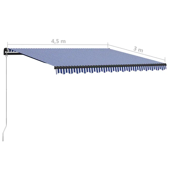 Copertină Retractabilă Manual 450x300 cm - Albastru și Alb