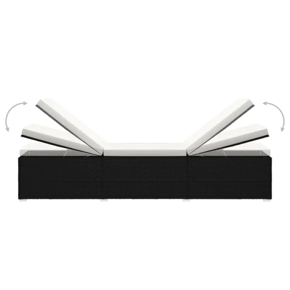 Set Șezlonguri Grădină cu Masă - Negru Ratan | Livrare Gratuită