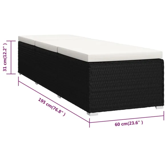 Set Șezlonguri Grădină cu Masă - Negru Ratan | Livrare Gratuită