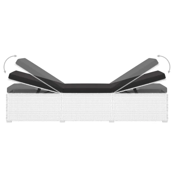 Set Șezlong Grădină cu Masă Alb - Poliratan Rezistent