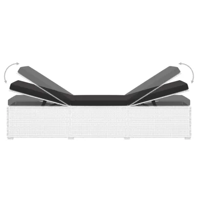 Set Șezlong Grădină cu Masă Alb - Poliratan Rezistent