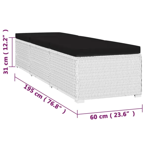 Set Șezlong Grădină cu Masă Alb - Poliratan Rezistent