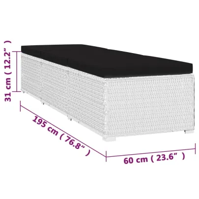 Set Șezlong Grădină cu Masă Alb - Poliratan Rezistent