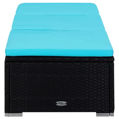 Set Șezlonguri cu Masă Ratan Negru - Livrare Gratuită