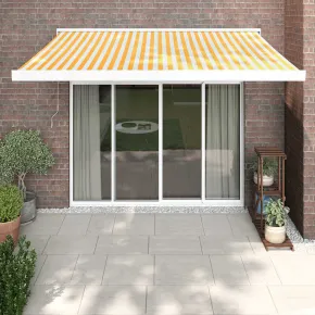 Copertină Retractabilă 3,5x2,5m Galben-Alb - Livrare Gratuită