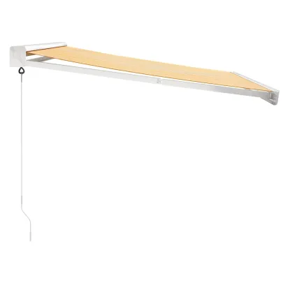 Copertină Retractabilă 3,5x2,5m Galben-Alb - Livrare Gratuită