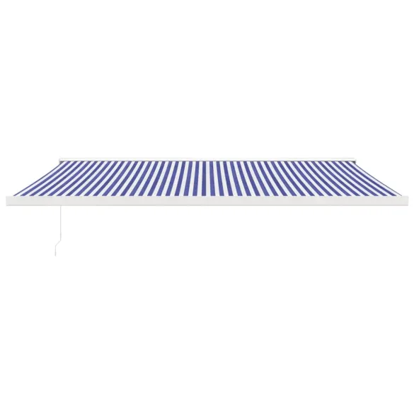 Copertină Retractabilă 5x3m - Albastru/Alb - Textil/Aluminiu