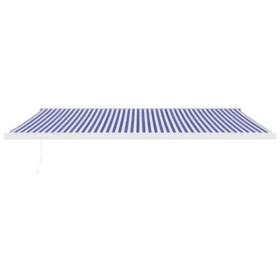 Copertină Retractabilă 5x3m - Albastru/Alb - Textil/Aluminiu