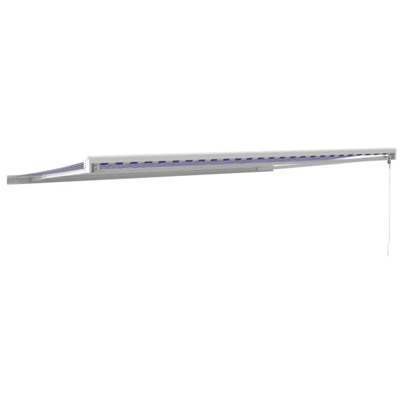 Copertină Retractabilă 5x3m - Albastru/Alb - Textil/Aluminiu