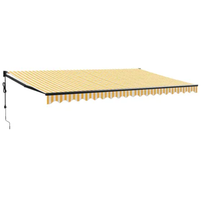 Copertină Automată Retractabilă 5x3m - Galben/Alb | Livrare Gratuită