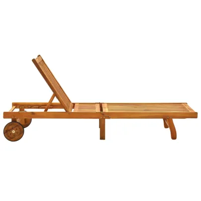 Șezlong Grădină Premium cu Pernă - Lemn Acacia Masiv