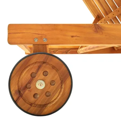 Șezlong Grădină Premium cu Pernă - Lemn Acacia Masiv