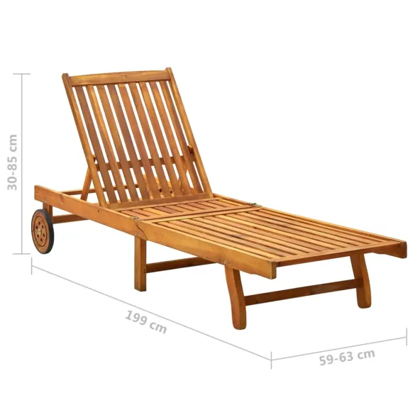 Șezlong Lemn Acacia Reglabil cu Masă - Livrare Gratuită Șezlong Lemn Acacia Reglabil cu Masă - Livrare Gratuită