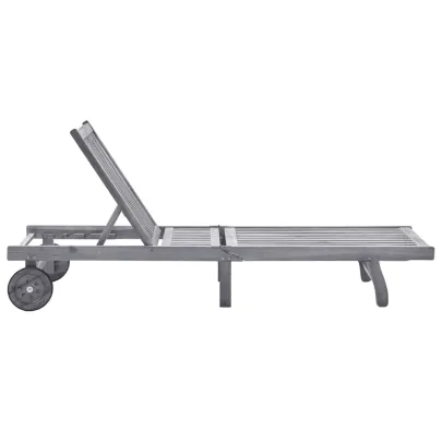 Șezlong Grădină Premium cu Pernă - Lemn Acacia - Livrare Gratuită