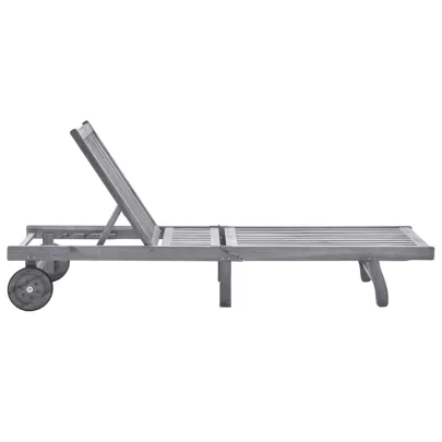 Șezlong Garden cu Pernă - Lemn Acacia, Gri - Livrare Gratuită