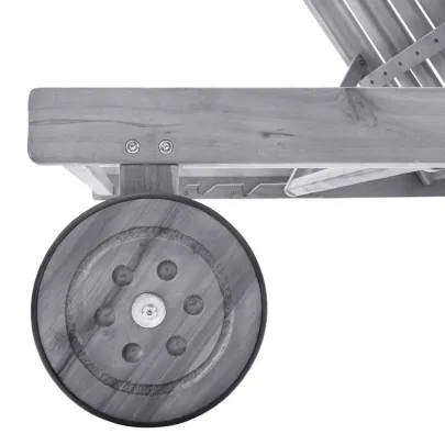 Șezlong Garden cu Pernă - Lemn Acacia, Gri - Livrare Gratuită