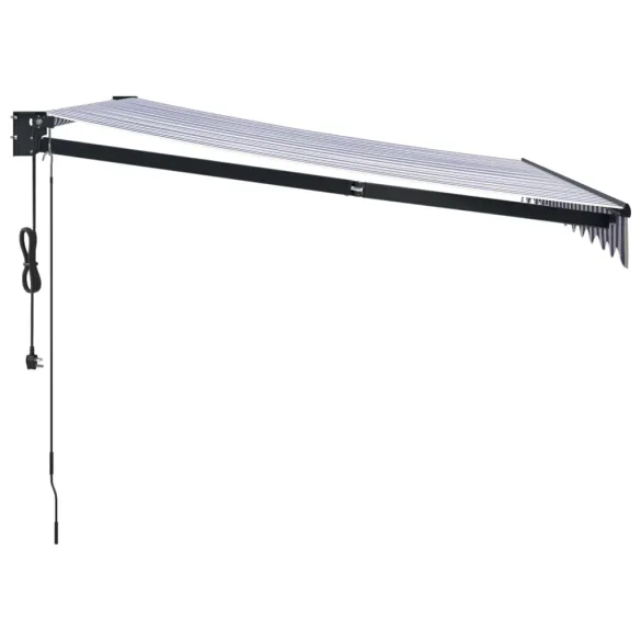 Copertină Automată Retractabilă 3,5x2,5m Albastru/Alb - Transport Gratuit