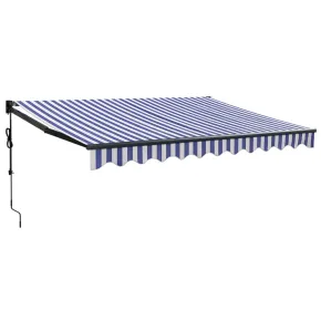 Copertină Automată Retractabilă 3x2,5m - Albastru/Alb - Livrare Gratuită 2