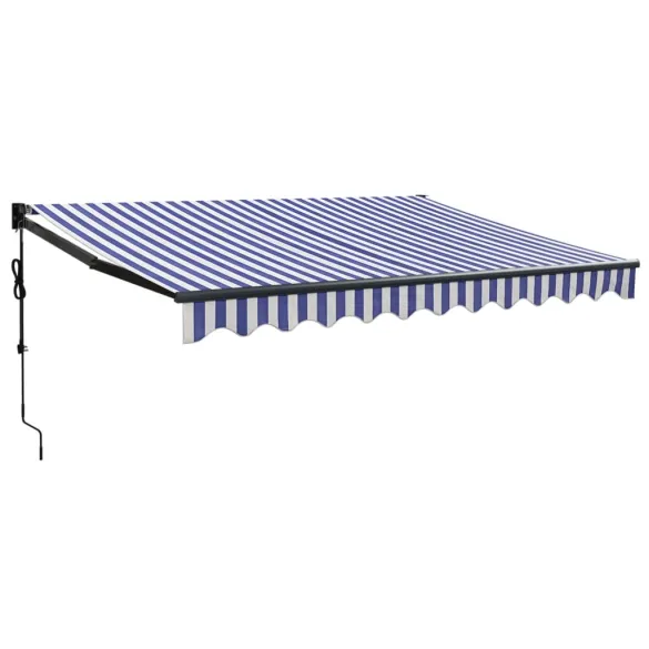Copertină Automată Retractabilă 3x2,5m - Albastru/Alb - Livrare Gratuită
