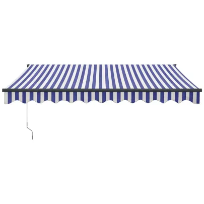 Copertină Automată Retractabilă 3x2,5m - Albastru/Alb - Livrare Gratuită