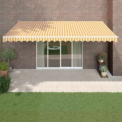 Copertină Automată Retractabilă 5x3m - Galben/Alb - Livrare Gratuită