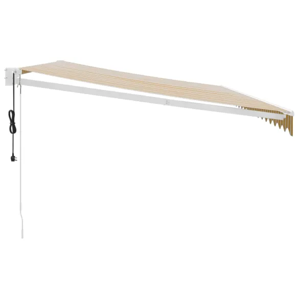 Copertină Automată Retractabilă 5x3m - Galben/Alb - Livrare Gratuită