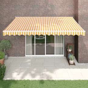 Copertină Retractabilă Automată 4x3m - Galben-Alb | Livrare Gratuită