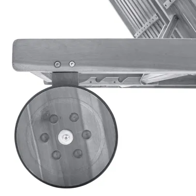 Șezlong Grădină 2 Persoane - Lemn Acacia - Gri - Pernă Inclusă