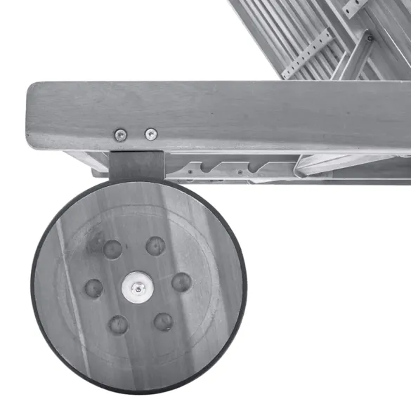 Șezlong Grădină 2 Persoane - Lemn Acacia - Gri - Pernă Inclusă