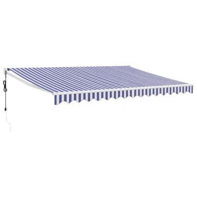 Copertină Automată Retractabilă 4x3m - Albastru/Alb | Livrare Gratuită