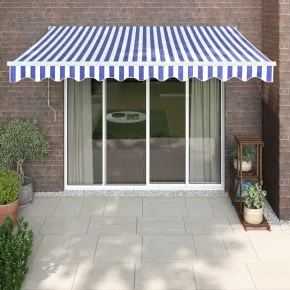 Copertină Automată Retractabilă 3.5x2.5m - Albastru/Alb